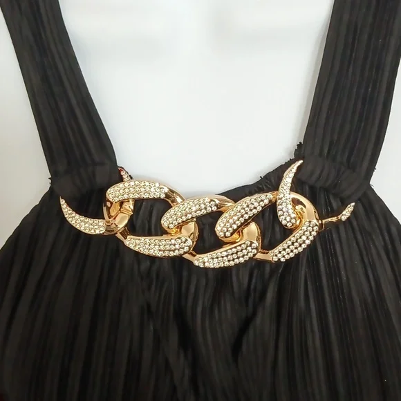NWTπFREE GIFT INCLUDED Raffle Double-Layer Gold Crystal Chain Necklace Blouse - Picture 6 of 17